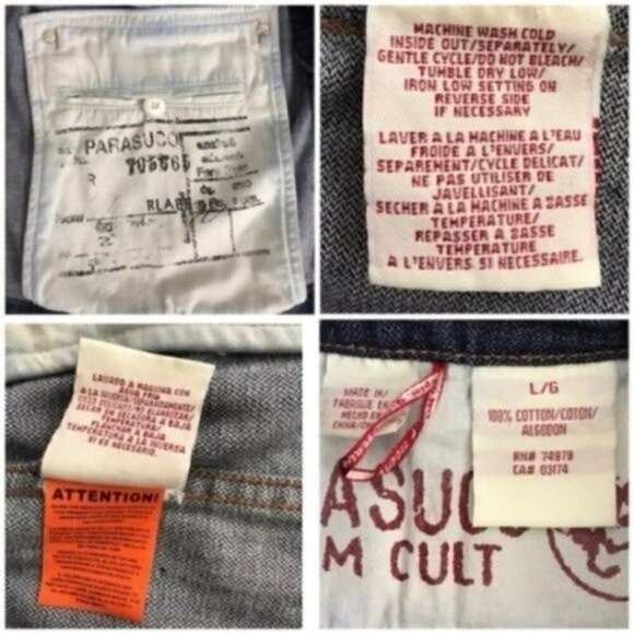Parasuco denim cult button up blue jean jacket size  Large style :9803GP Pockets - Picture 8 of 8